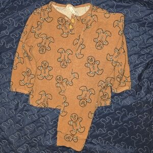 Gingerbread Print Kids Pajamas - Brown